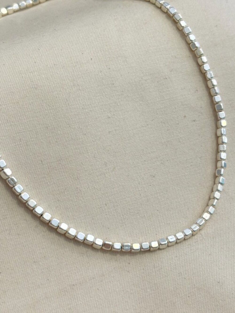 Sterling Silver Cube Bead Necklace NWOT